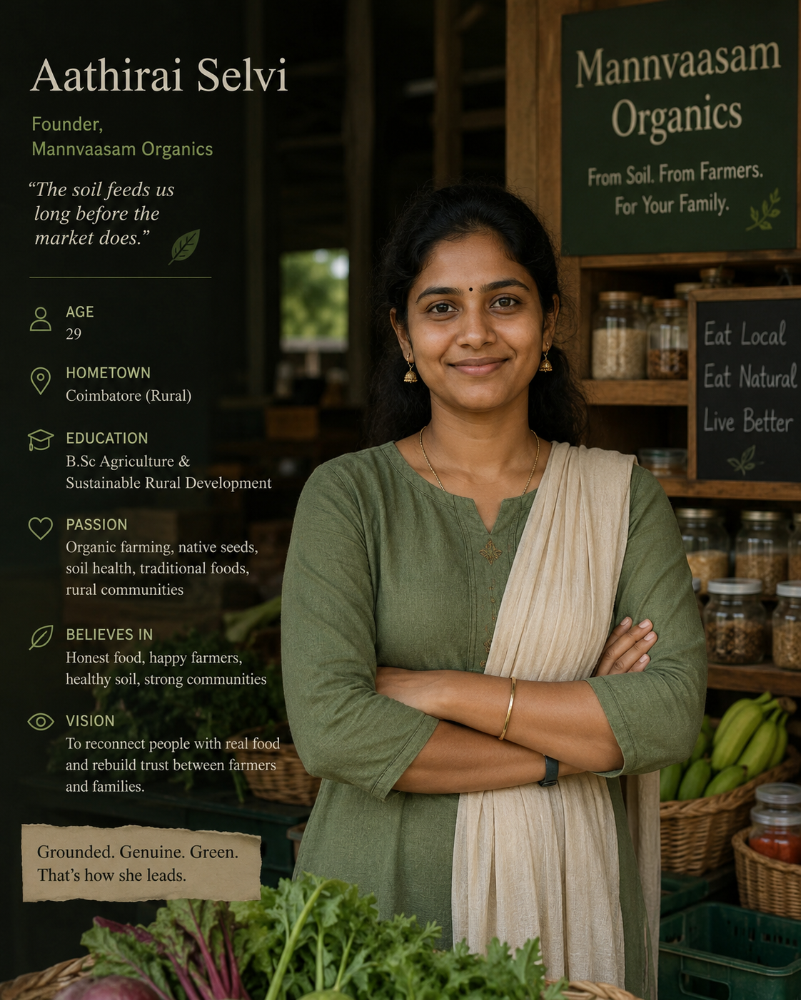 Aathirai Selvi, Founder of Mannvaasam Organics